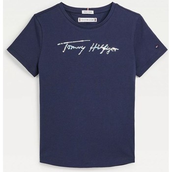 Vêtements Fille T-shirts manches courtes Tommy Hilfiger KG0KG06301T SCRIPT TEE-C87 Bleu