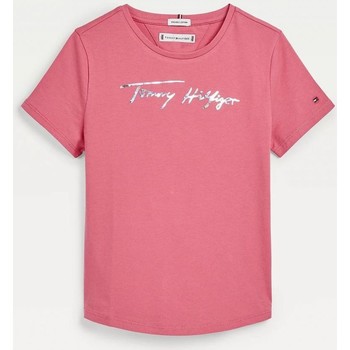 Vêtements Fille T-shirts manches courtes Tommy Hilfiger KG0KG06301T SCRIPT TEE-XIW Rose