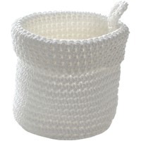 Maison & Déco Paniers / boites et corbeilles Casâme Panier rond maille crochet blanc 12x10cm Blanc