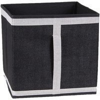 Maison & Déco Paniers / boites et corbeilles Casâme Cube pliable en carton recouvert de tissu polyester aspect lin Noir