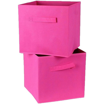 Maison & Déco Paniers / boites et corbeilles Casâme Cube de rangement intissé 28x28cm - Lot de 2 Rose