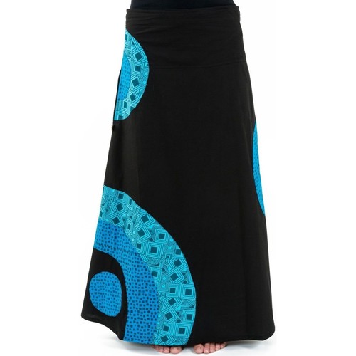 Vêtements Femme Jupes Femme | Jupe longue ethnique original blue squares Patanjali - SQ98466