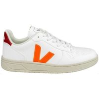 Chaussures Homme Baskets mode Veja Baskets V-10 CWL Homme White/Orange Fluo/Marsala Rouge