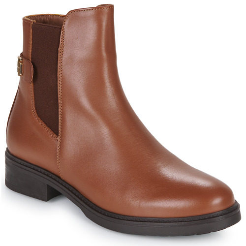Chaussures Femme Boots Tommy Hilfiger TH LEATHER FLAT BOOT Marron