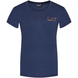 Vêtements Femme T-shirts manches courtes Ea7 Emporio velvet-effect Armani T-shirt femme Bleu