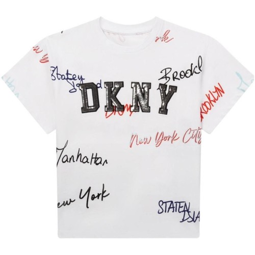 Vêtements Fille T-shirts manches courtes Dkny  Blanc