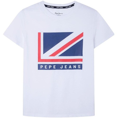 Vêtements Garçon T-shirts manches courtes Pepe Masculino jeans  Blanc