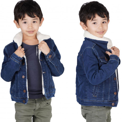 Vêtements Enfant Vestes Black Industry Veste en jean doublé bleu foncé junior K432 Bleu