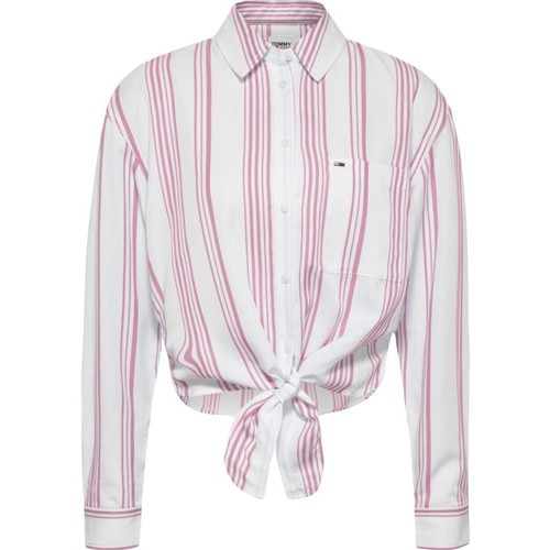 Vêtements Femme Chemises / Chemisiers Tommy sport Jeans Front tie stripe shirt Rose
