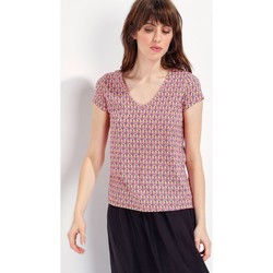 Vêtements Femme T-shirts manches courtes La Fiancee Du Mekong T-shirt col V imprimé DAKTARI Rose coquelicot
