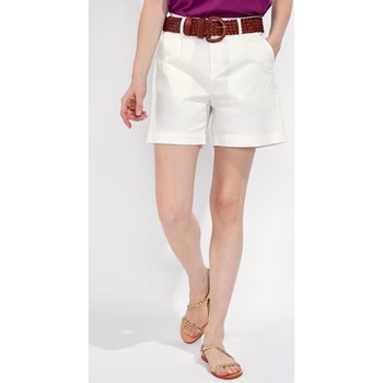 Vêtements Femme Shorts / Bermudas La Fiancee Du Mekong Short coton imprimé LAHAD Blanc