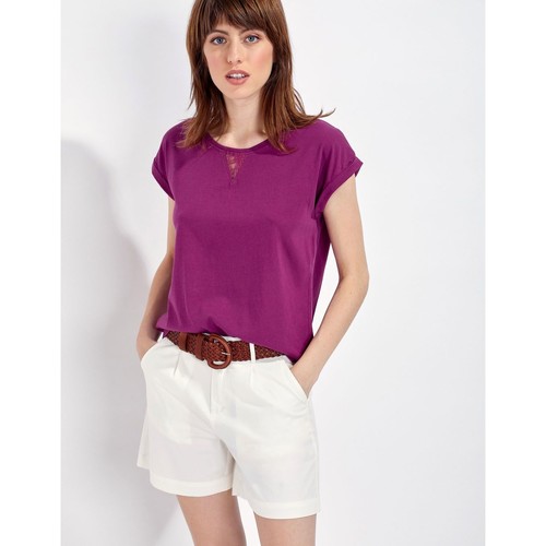 Vêtements Femme T-shirts manches courtes Pantalon Coton Droit Large T-shirt coton CEBU Violet