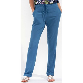 Vêtements Femme Pantalons Short-sleeved jacket shirt with palm trees patternkong Pantalon uni MINKA Bleu