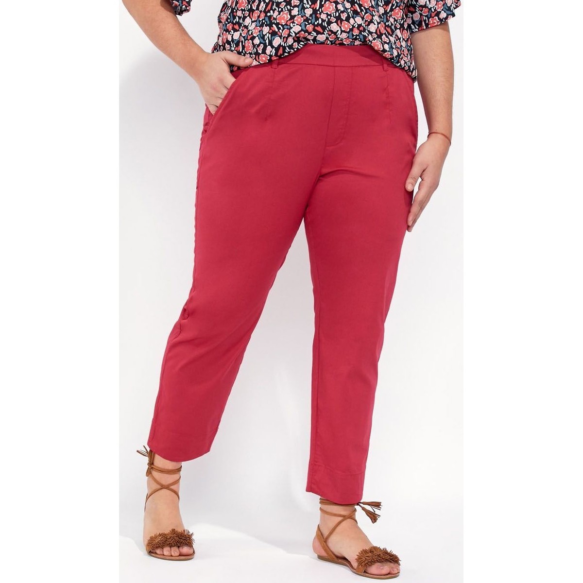 Vêtements Femme Pantalons Comptoir de fami Pantalon coton NIMA Rouge