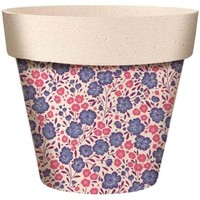 Maison & Déco Vases, caches pots d'intérieur Cadoons Cache Pot en Bambou Fleurs violettes 15.5 cm Beige