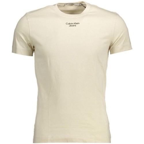 Vêtements Homme Calvin Klein logo-patch rib-knit beanie Grün Calvin Klein Jeans T Shirt Homme  Ref 55783 Beige Beige