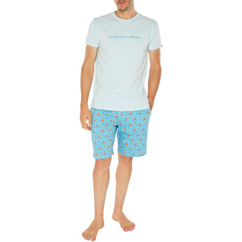 Vêtements Homme Pyjamas / Chemises de nuit Arthur Pyjama court fermée manches courtes col rond Bleu