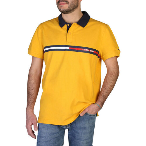 Polo jaune en coton Tommy Hilfiger homme manches courtes