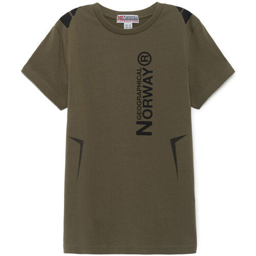 Vêtements Enfant Besaces / Sacs bandoulière Geographical Norway T-Shirt col rond JANGATA Kaki