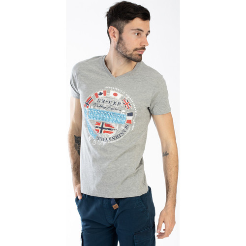 Vêtements Homme T-shirts manches courtes Geographical Norway T-Shirt MEN col V JARICO Gris