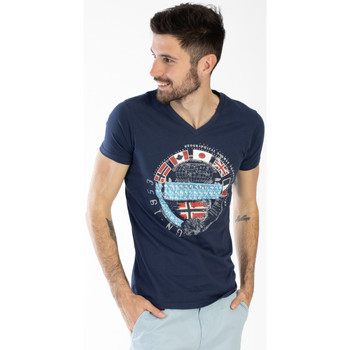 Vêtements Homme T-Shirt Just LS E8 Geographical Norway T-Shirt col V JARICO Marine
