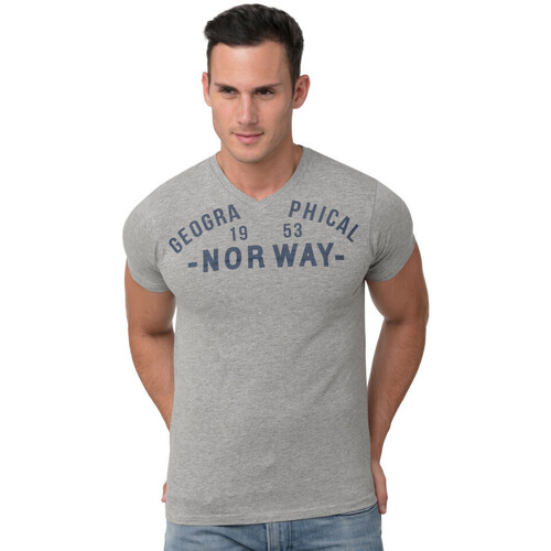 Vêtements Homme T-shirt - Col V - Imprimé Geographical Norway T-Shirt col V JIVRE Gris