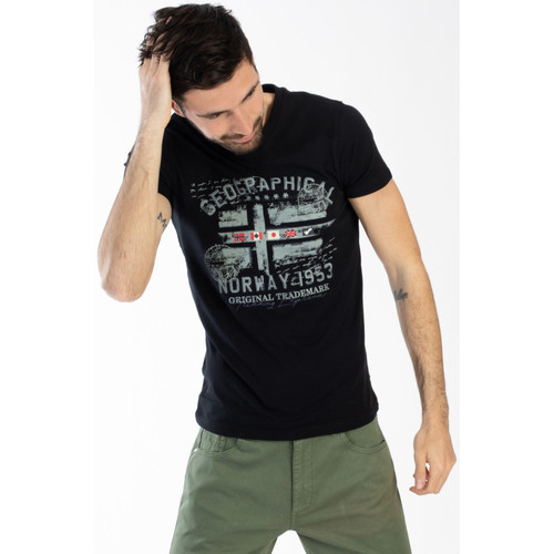 Vêtements Homme izzy cotton wrap shirt dress Geographical Norway T-Shirt JOURI Homme Noir