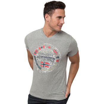 Vêtements Homme T-shirt - Col V - Imprimé Geographical Norway T-Shirt col V JUDICAEL Gris