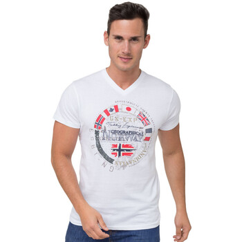 Vêtements Homme Derbies & Richelieu Geographical Norway T-Shirt col V JUDICAEL Blanc