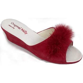 Chaussures Femme Mules Original Milly PANTOUFLES DE CHAMBRE MILLY - 102 DAIM ROUGE Rouge