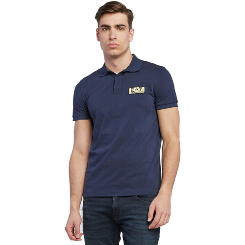 Vêtements Homme T-shirts & Polos trainers armani exchange xdx042 xv338 k659 op white lt goldni Polo Bleu