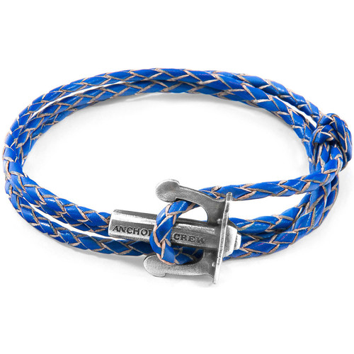 Anchor & Crew Bracelet Ancre Union Argent Et Cuir Tressé Bleu - Montres &  Bijoux Bracelets Homme 90,00 €