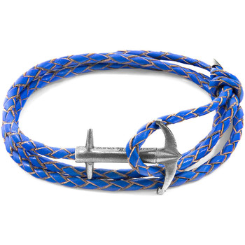 Lustres / suspensions et plafonniers Homme Bracelets Anchor & Crew Bracelet Ancre Admiral Argent Et Cuir Tressé Bleu