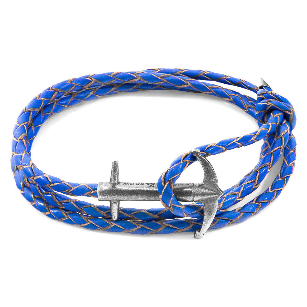 Montres & Bijoux Homme Bracelets Anchor & Crew Bracelet Ancre Admiral Argent Et Cuir Tressé Bleu