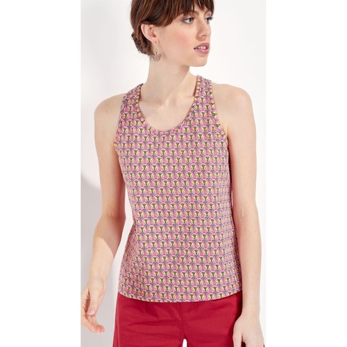 Vêtements Femme T-shirts Zip manches courtes La Fiancee Du Mekong Débardeur coton imprimé MENO Rose