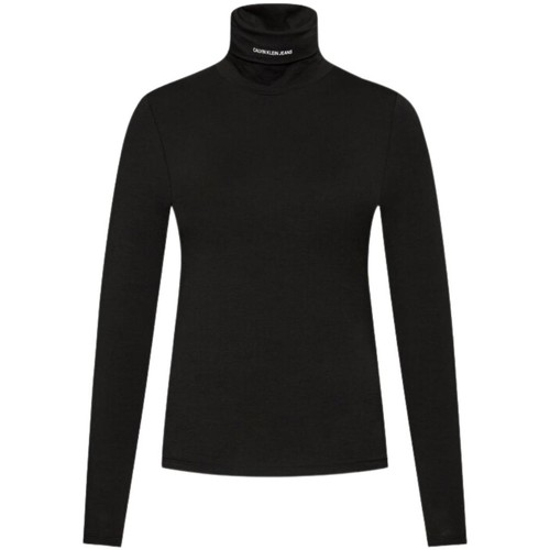 Vêtements Femme T-shirts & Polos Calvin Klein Jeans T Shirt Col Roule Manches Longues Calvin Klein Jea Noir