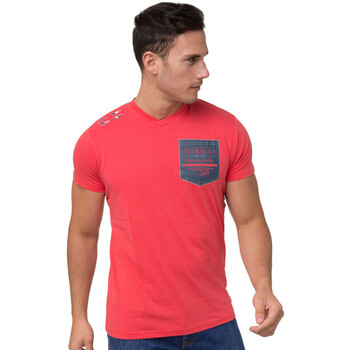 Vêtements Homme Derbies & Richelieu Geographical Norway T-Shirt col V JURTLE Rouge