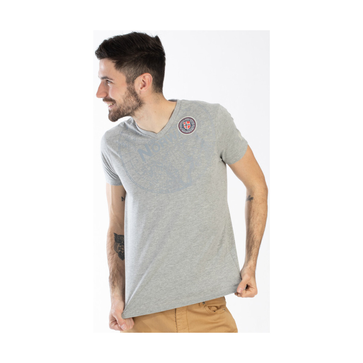 Vêtements Homme T-shirts manches courtes Geographical Norway T-Shirt KUDOS Homme Gris