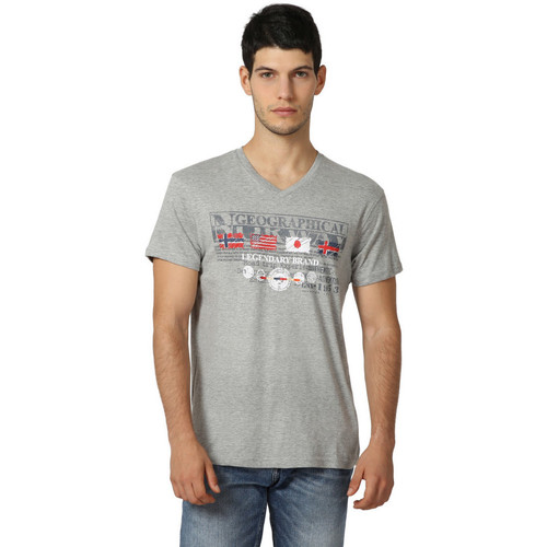 Vêtements Homme izzy cotton wrap shirt dress Geographical Norway T-Shirt à manches courtes en coton Gris
