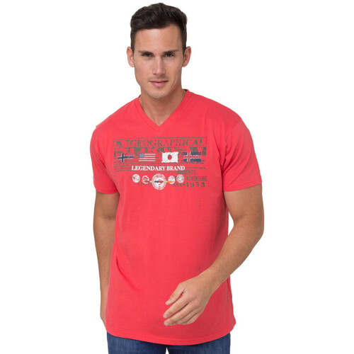 Vêtements Homme izzy cotton wrap shirt dress Geographical Norway T-Shirt à manches courtes en coton Rouge