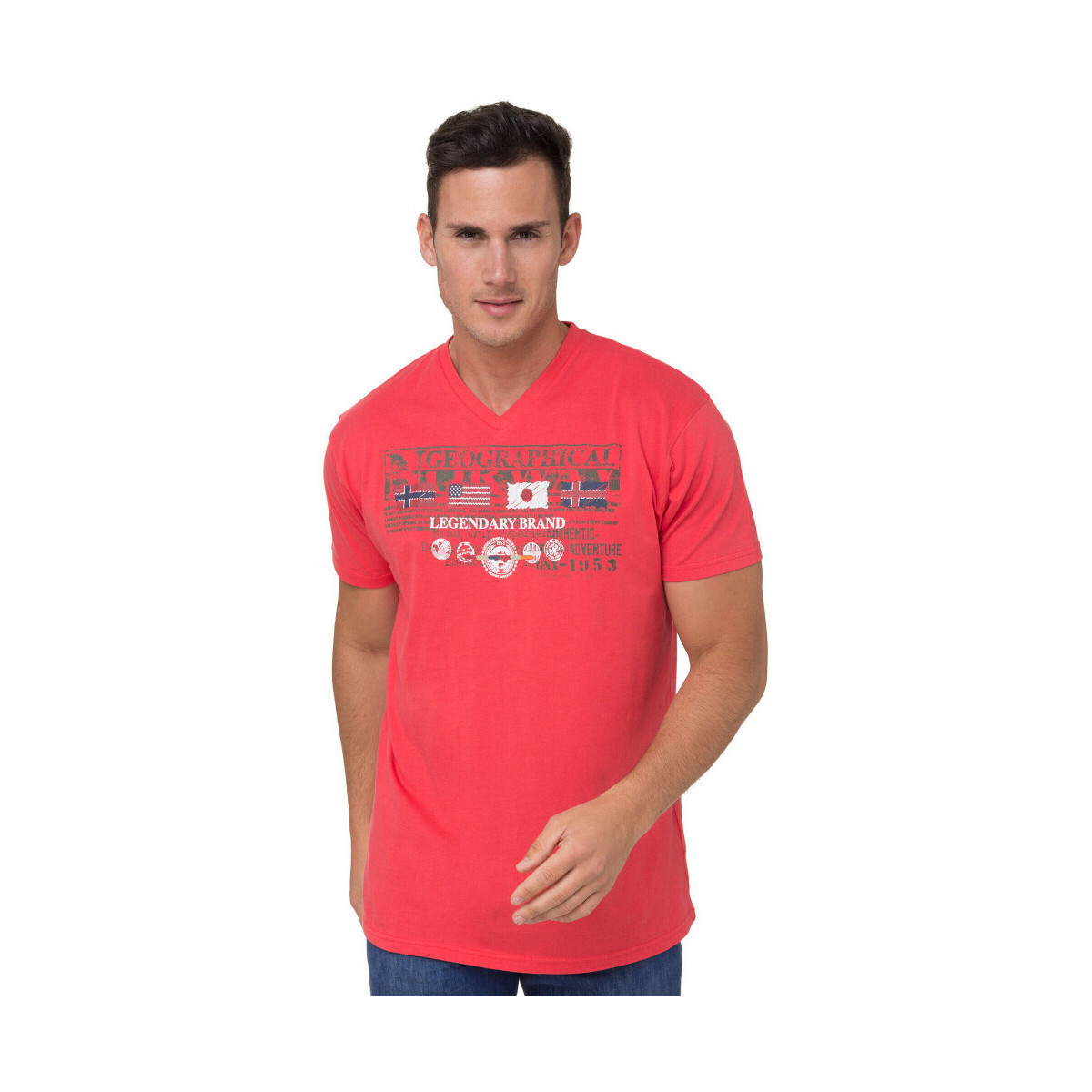 Vêtements Homme T-shirts manches courtes Geographical Norway T-Shirt à manches courtes en coton Rouge