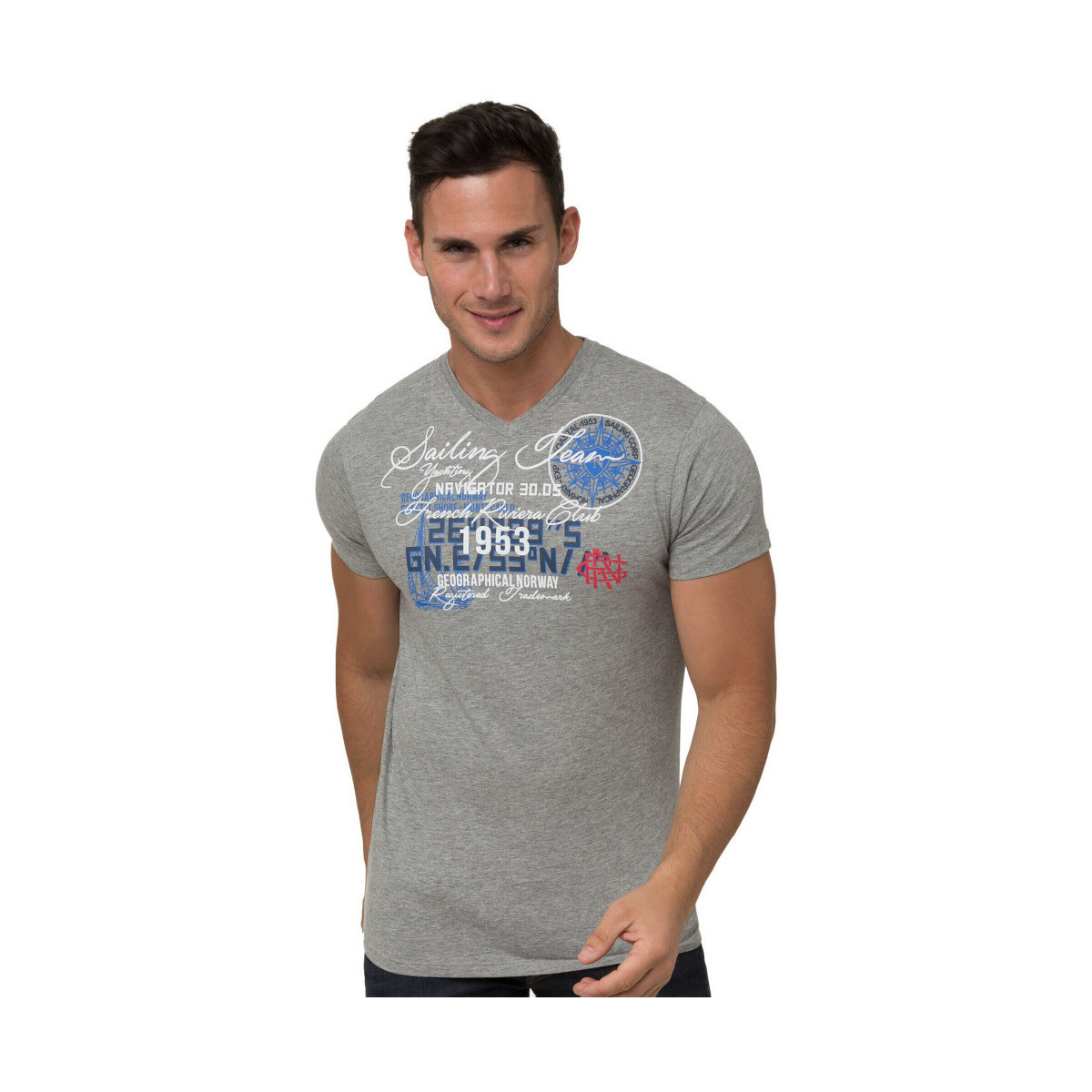 Vêtements Homme T-shirts manches courtes Geographical Norway T-Shirt à manches courtes en coton Gris