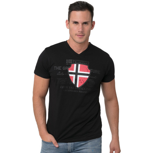 Vêtements Homme izzy cotton wrap shirt dress Geographical Norway T-Shirt casual en coton Noir