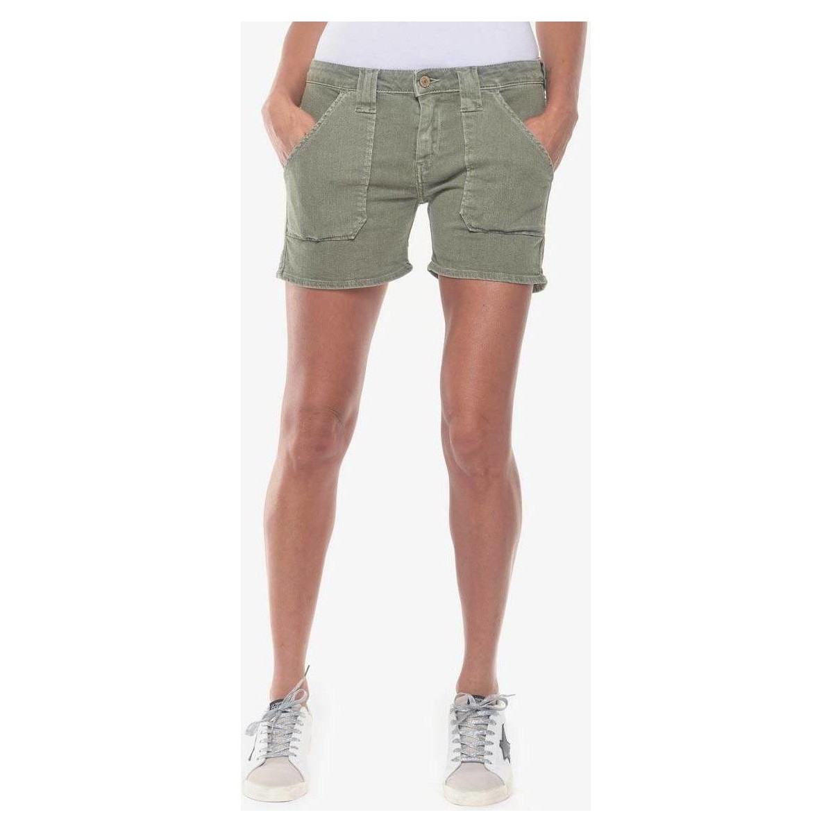 Vêtements Femme Shorts / Bermudas Le Temps des Cerises Short en jeans olsen2 kaki Vert