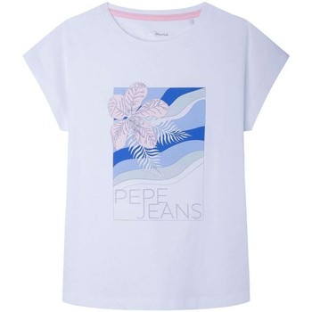 Vêtements Fille Gcds Jeans mit Logo-Stickerei Blau Pepe jeans  Blanc