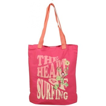sac a main roxy  sac tote bag  toile motif surfing - rose 