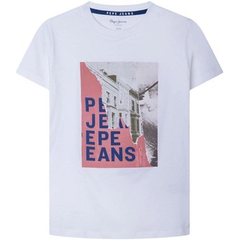 Vêtements Garçon T-shirts manches courtes Pepe JEANS straight  Blanc