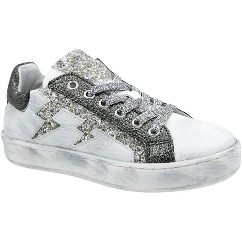 Chaussures Fille Baskets mode Reqin's Baskets fille ROSALIE Mix Glitter - Blanc
