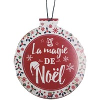 Maison & Déco Décorations de noël Enesco Nat et Nin en métal à Suspendre - Magie de Noël Rouge