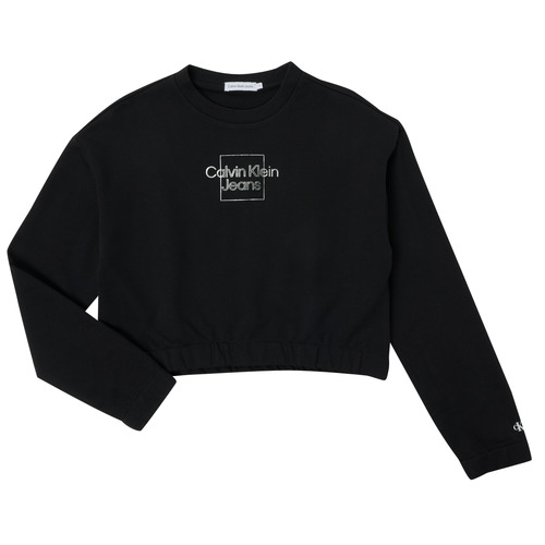 Vêtements Fille Sweats Calvin Klein thes METALLIC BOX LOGO SWEATheather Noir